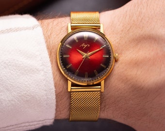 Reloj vintage soviético minimalista Luch Red, raro, reloj delgado unisex original de la URSS, reloj auténtico coleccionable, regalo para él/ella