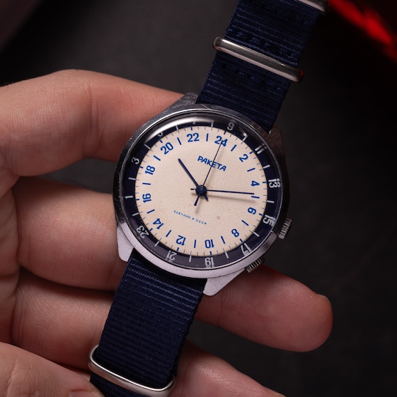 Vintage zeldzame Sovjet Raketa 24 Hours horloge mechanisch 24