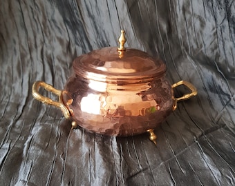 Small Witch Cauldron, Copper Cauldron, Cauldron with Lid, Footed Cauldron, Pure Copper Witchy Decor, Wiccan Home Decoration