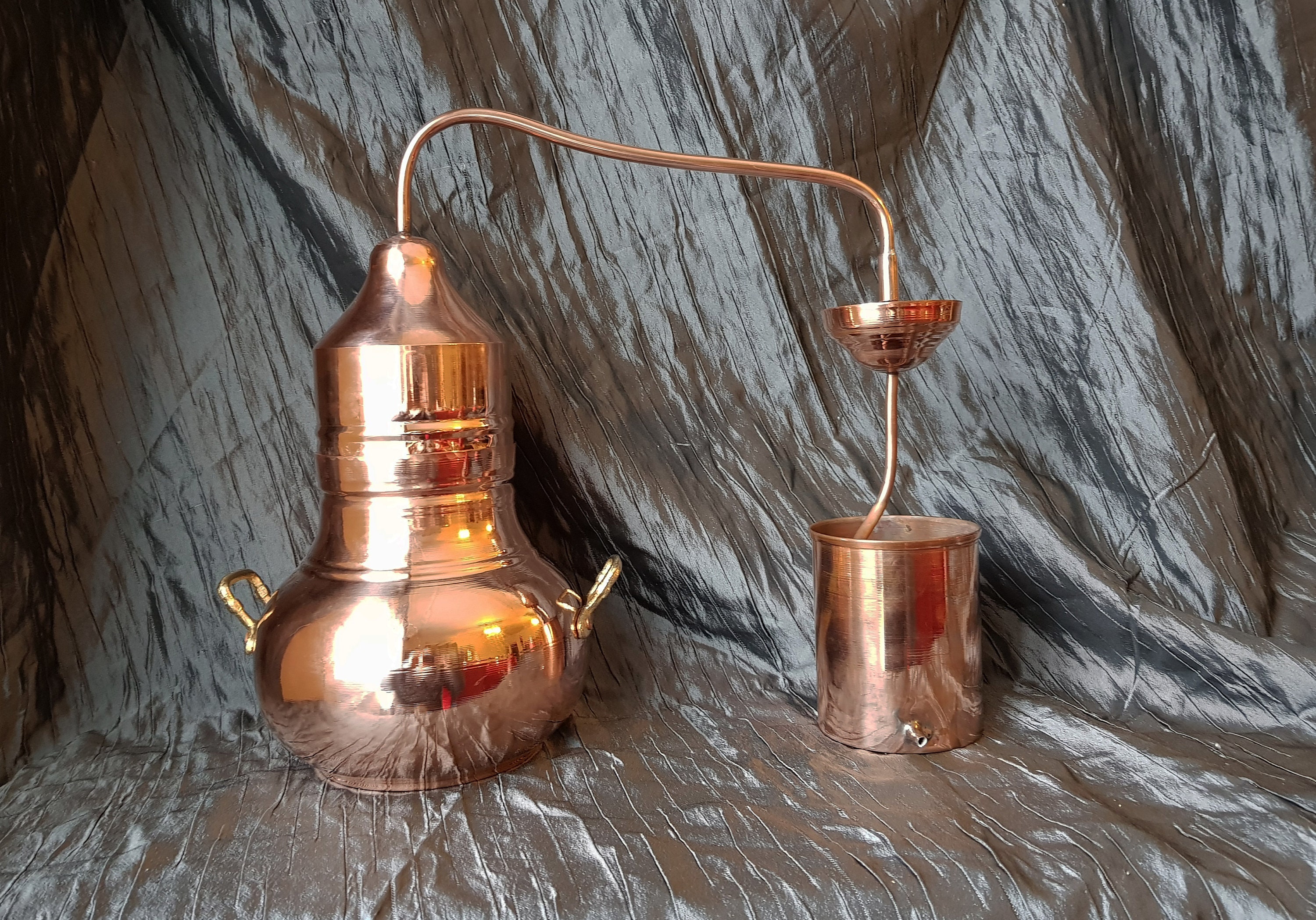 Small Distiller, Pure Copper Alembic, Essential Oil  Distiller, Hydrosol Still, Herbs Flowers Distillery 1,5 Lt / 0,4 Gallons, No.1