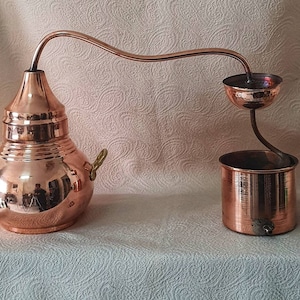 Mini Distiller, Pure Copper Alembic, Essential Oil  Distiller, Hydrosol Still, Herbs Flowers Distillery 1 Lt / 0,25 Gallons, No.0