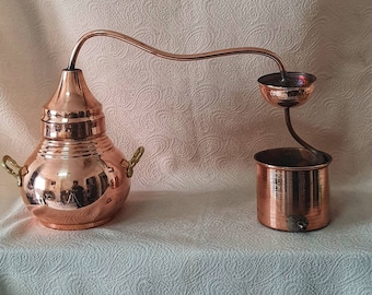 Mini Distiller, Pure Copper Alembic, Essential Oil  Distiller, Hydrosol Still, Herbs Flowers Distillery 1 Lt / 0,25 Gallons, No.0