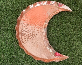 Bandeja de luna de cobre, plato de luna creciente, bandeja de fases lunares, decoración de altar, decoración wiccana, exhibición de cristales paganos, decoración de hogar de brujas