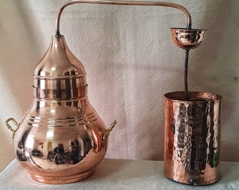 Big Distiller, Pure Copper Alembic, Distiller Essential Oil, Homemade Hydrosol, Flowers Distillery, Handmade Still 4 lt / 1 Gallon, No.3