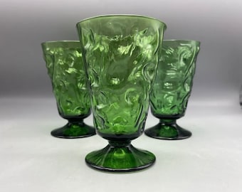 Vintage MCM Green Bryce El Rancho Glass Water Goblet 5.25” Set Of 3