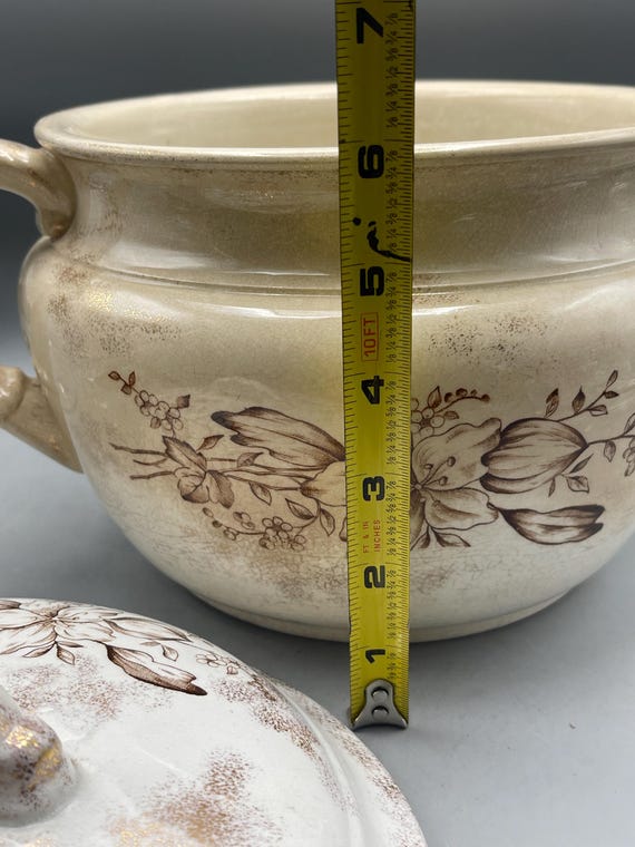 アンティーク トランスファーウェア 蓋付きチャンバーポット