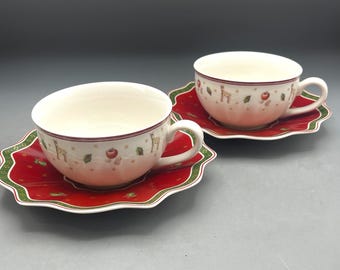 Juego de 2 tazas y platillos planos navideños Toy's Delight de Villeroy & Boch