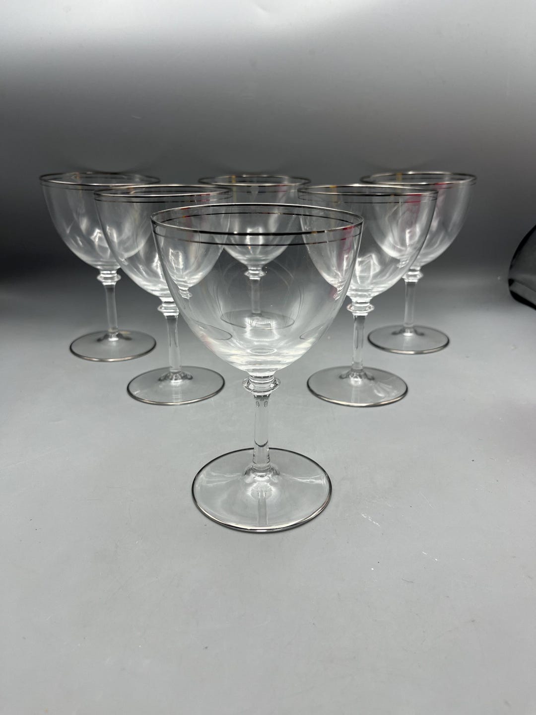 Vintage Silver Rimmed Cocktail Glasses Set of 6 MCM Stemware - Etsy