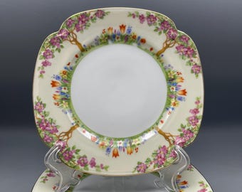 Vintage Union K Czech Rose Tree Floral Porcelain Bread Plates Set Of 5
