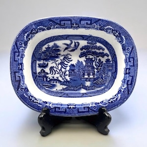 Antique Allertons Blue Willow Transferware Vegetable Serving Bowl 9.25”