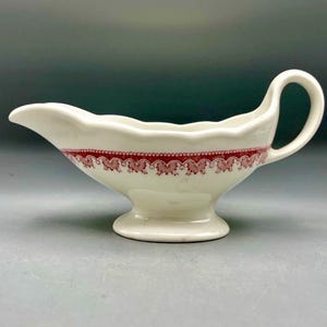 Vintage Walker China Restaurant Ware Gravy Boat Red Transfer