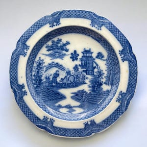 Staffordshire Transferware Boy On Buffalo Plate Butterfly Border c. 1810