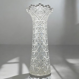 American Brilliant Cut 1909 T. B. Clark Prima Donna Vase 13”