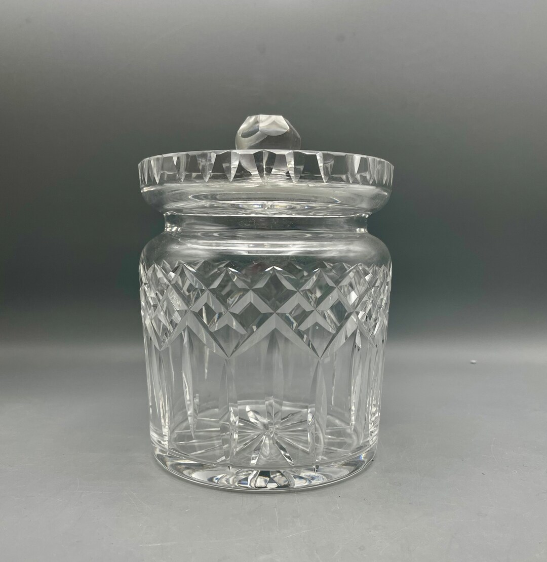 Waterford Lismore Crystal Biscuit Barrel Cookie Candy Jar With Lid 6.5