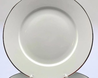 Linens N Things White Gold Banded Dinner Plates Set Of 8