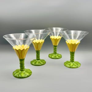 Juego de 4 copas de margarita de porcelana pintadas a mano con diseño de girasol 222 Fifth