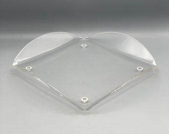 Vintage Lucite Serving Display Bowl MCM Clear Acrylic Folded Corners