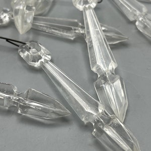 Vintage Christmas Tree Clear Plastic Prism Icicles 3.5 40 PCs. Hong Kong 1960s image 6