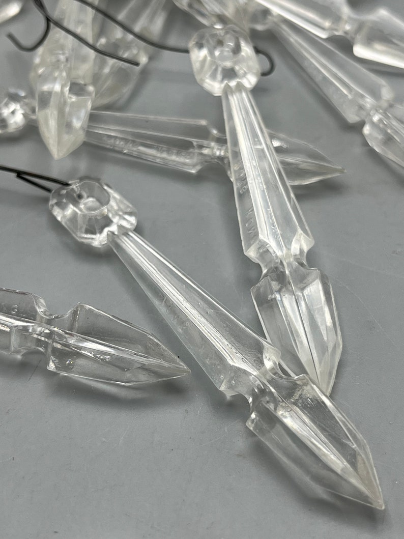 Vintage Christmas Tree Clear Plastic Prism Icicles 3.5 40 PCs. Hong Kong 1960s image 6
