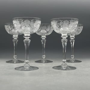 Tiffin Franciscan Queen Ann Etched Champagne Coupe Glasses Set Of 5