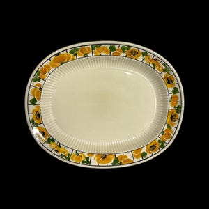 Ridgways Hyfield Oval Platter Painted Yellow Flowers 15” Bedford Ware