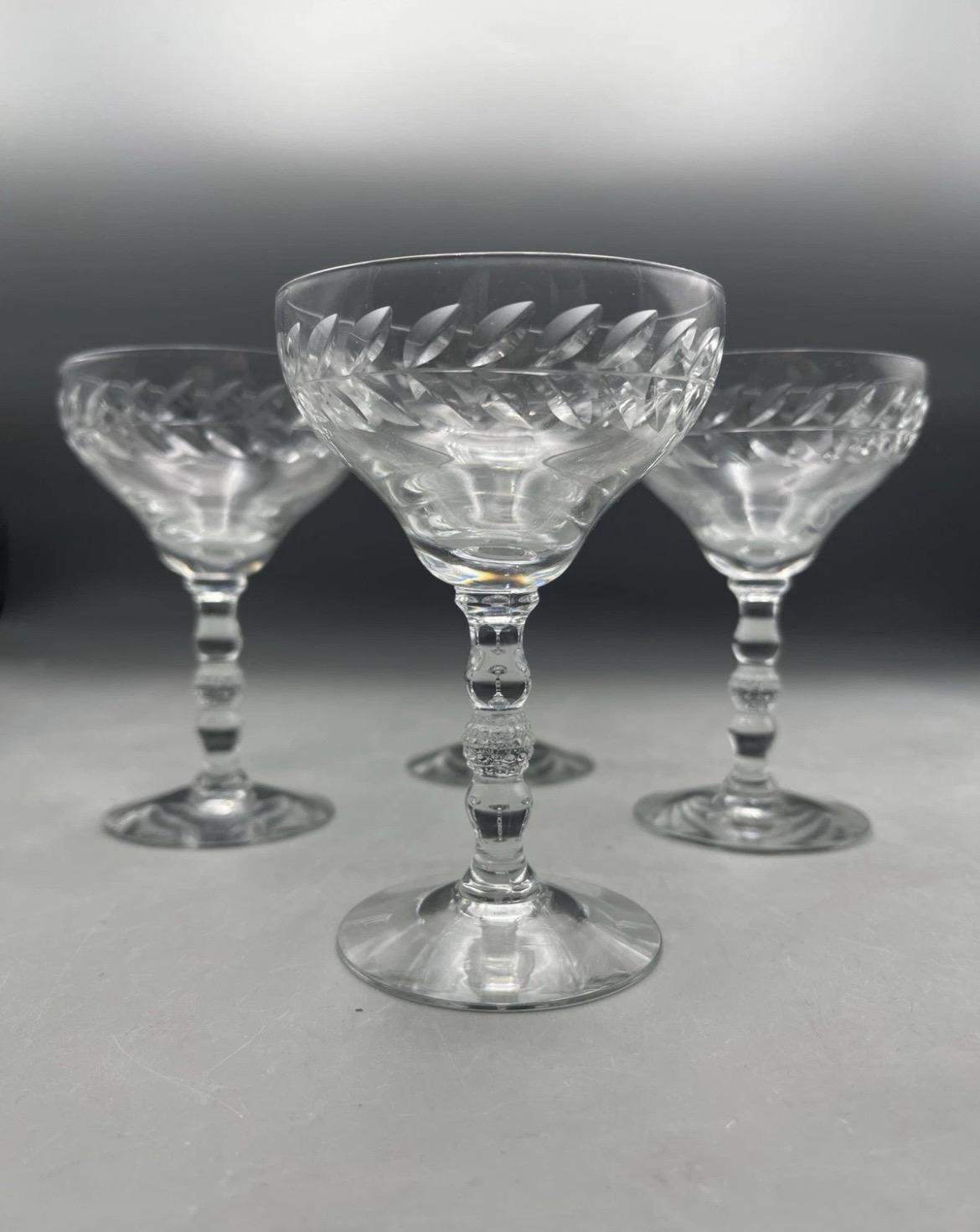 Laurel Wreath Duncan Miller Crystal Liquor Cocktail Glasses Set of
