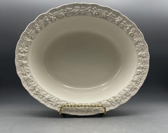 Wedgwood Queensware Cream On Cream Oval Vegetable Serving Bowl