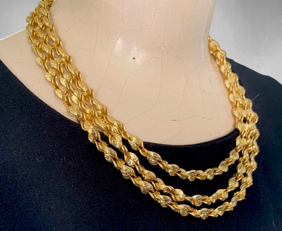 Vintage Anne Klein Gold Plated Multi Strand Rope … - image 1