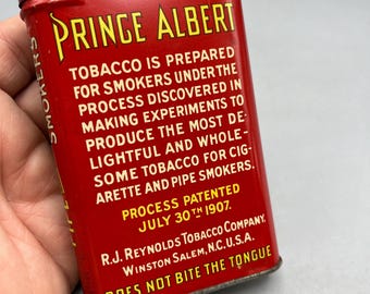 prince albert crimp cut tobacco tin 1907 Antique Prince Albert Crimp Cut Tobacco Tin W/ Liner