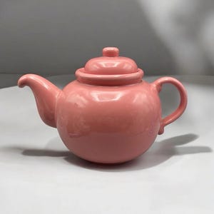Vintage MCM Rose Pink Ceramic Teapot Unmarked