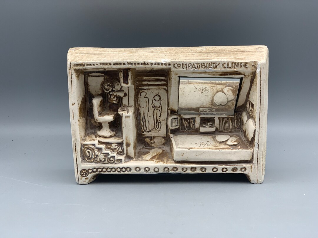 John D. Richards Vintage Plaster Art Compatibility Clinic Couples Humor