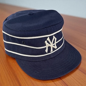 Vintage New York Yankees New Era Pro Model Fitted Pillbox Baseball Hat 7.5 Wool Leather
