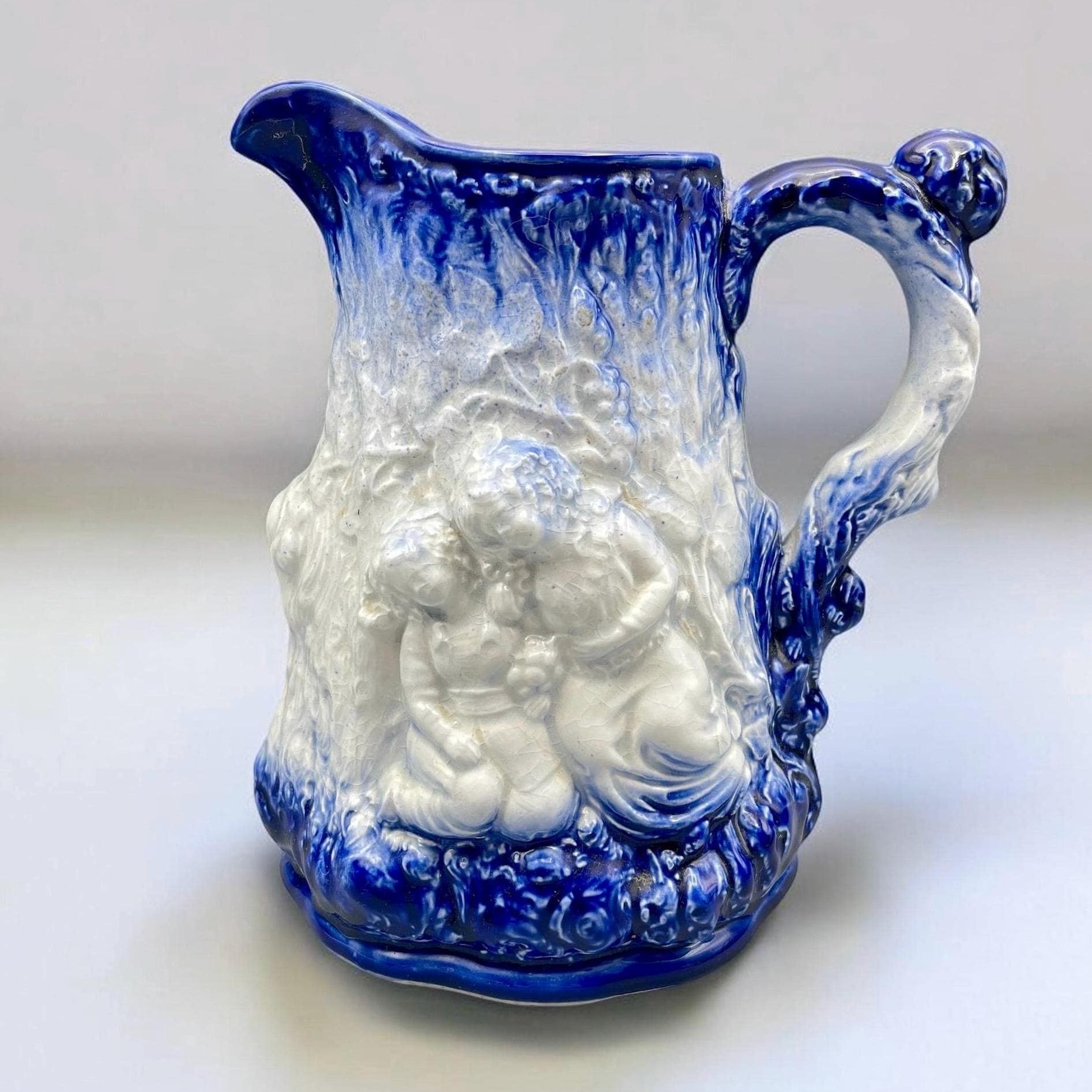 Blue and White Pitcher England - Etsy