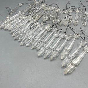 Vintage Christmas Tree Clear Plastic Prism Icicles 3.5 40 PCs. Hong Kong 1960s image 2