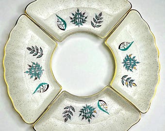 Juego de 4 platos vintage de cerámica californiana MCM para aperitivos