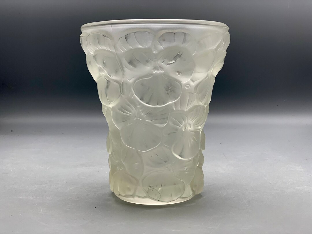 Josef Inwald Antique Czech Satin Glass Pansies Vase - Etsy