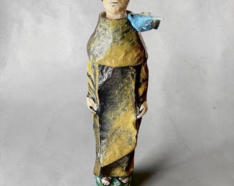 Escultura vintage de papel maché de San Francisco firmada por Francisco Neves, 45 cm (18 pulgadas)