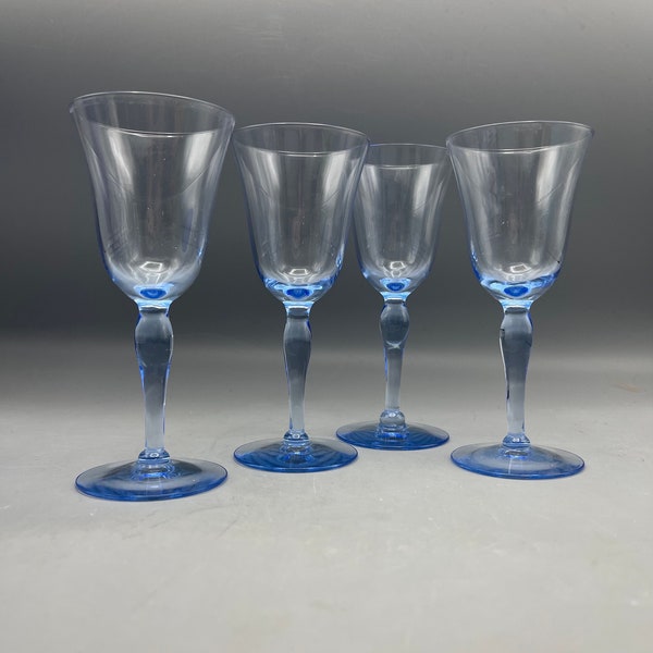 Vintage Blue Sherry Glasses Set Of 4 Vintage Elegant Stemware Barware