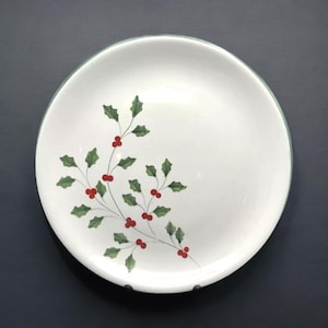 Vintage Italian Ceramic Hand Painted Platter Christmas Holly 15”