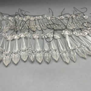 Vintage Christmas Tree Clear Plastic Prism Icicles 3.5 40 PCs. Hong Kong 1960s image 1