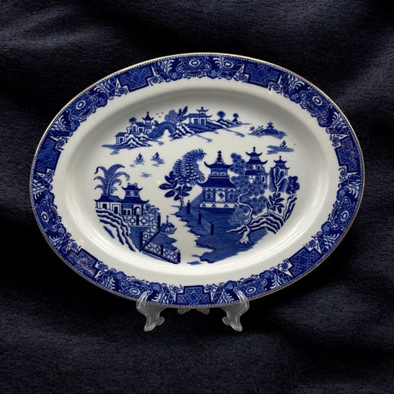 アンティーク ロイヤル ウースター ウィロー フロー ブルー オーバル