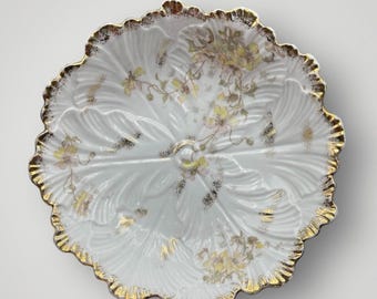 Cuenco para servir de porcelana Carlsbad de L.S. & S. Strauss con forma de hoja de col