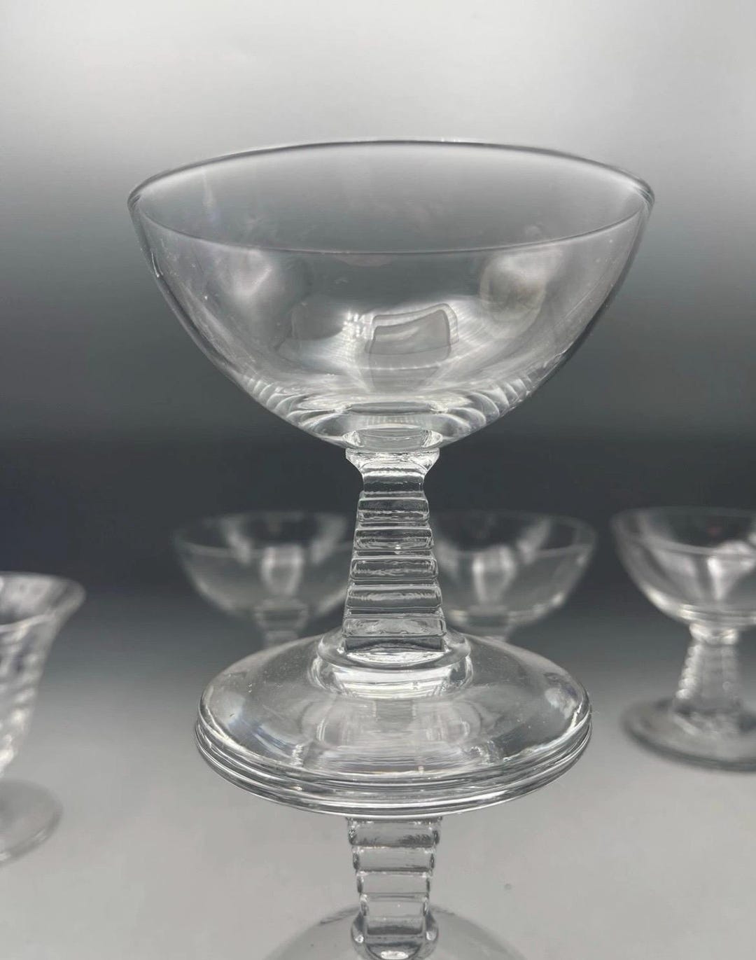 Bryce Bel Air Vintage Champagne Coupe Art Deco Square Stacked Stem Set ...