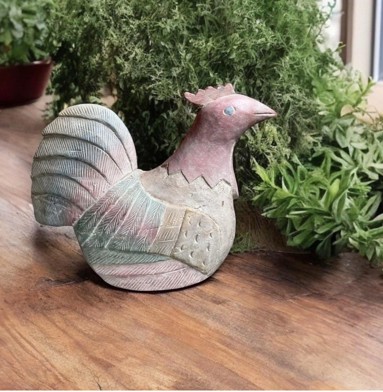 ヴィンテージ彫刻木製鶏の置物 14インチ ファームハウス装飾 - Etsy 日本