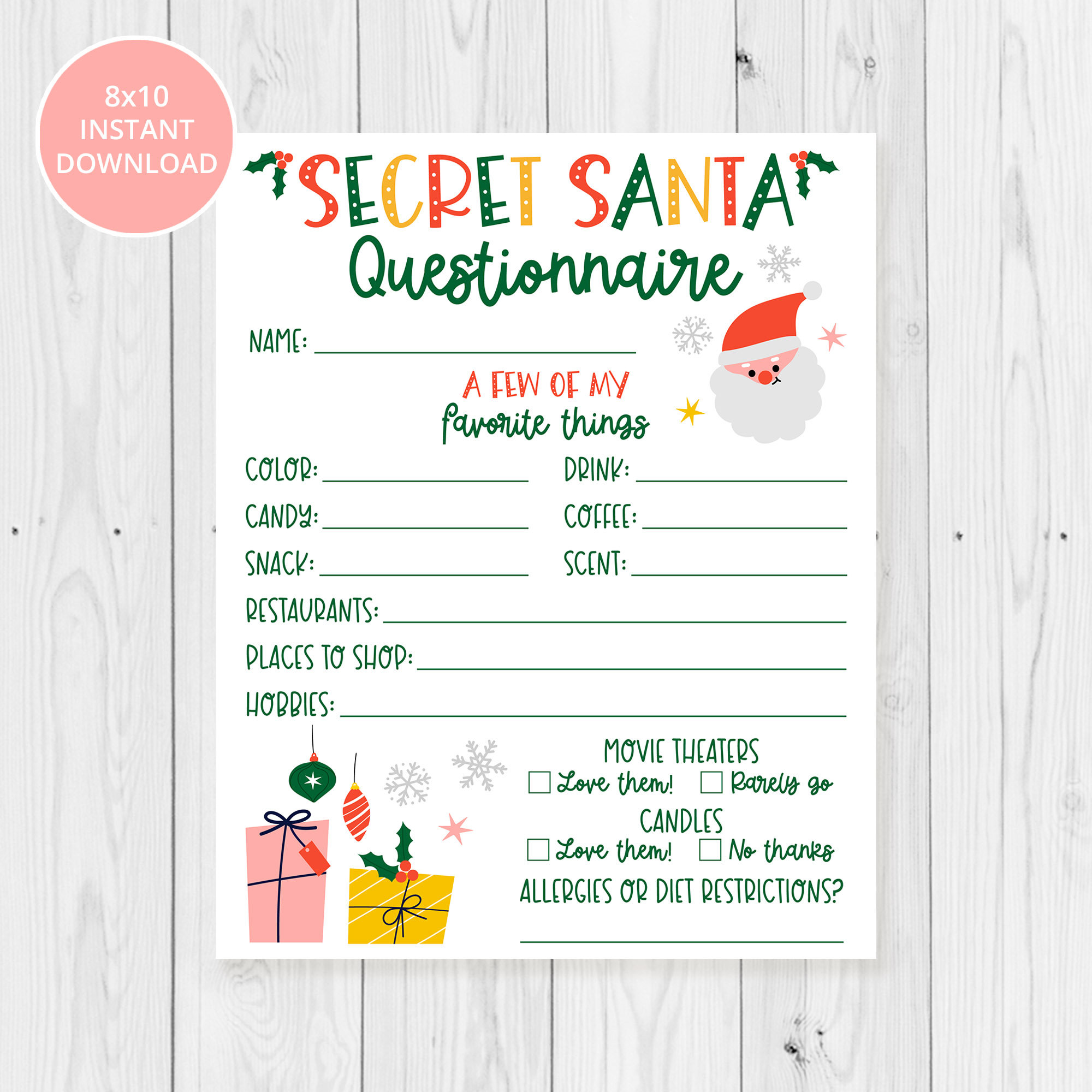 secret-santa-questionnaire-printable-8x10-christmas-holiday-etsy