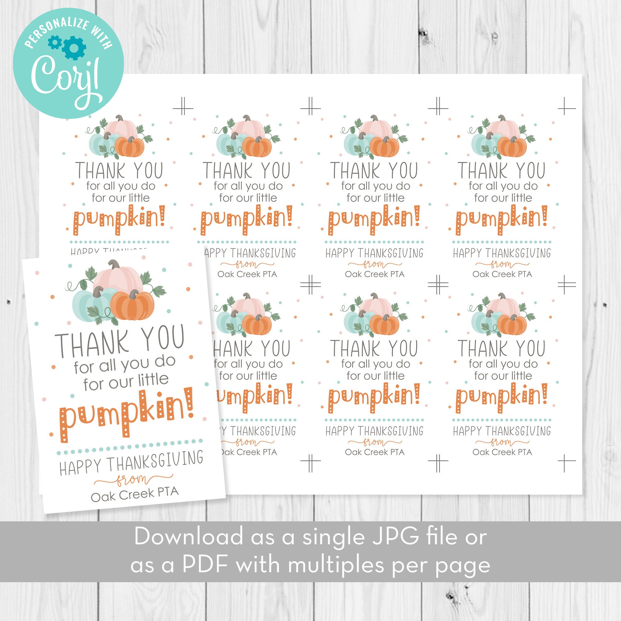 Thank You for All You Do for Our Little Pumpkin Gift Tag Template ...
