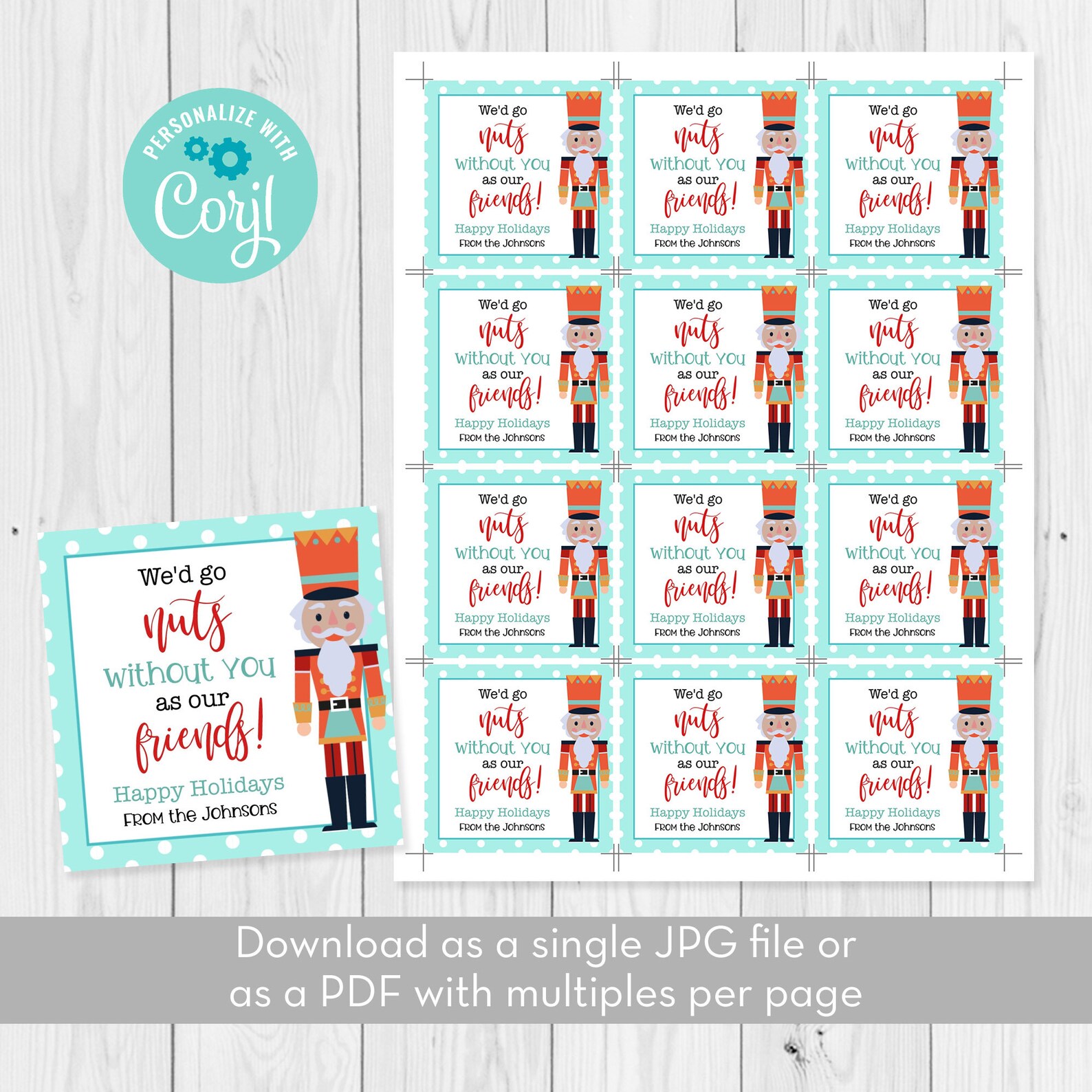 We'd Go Nuts Without You as Our Friends Gift Tag Editable - Etsy