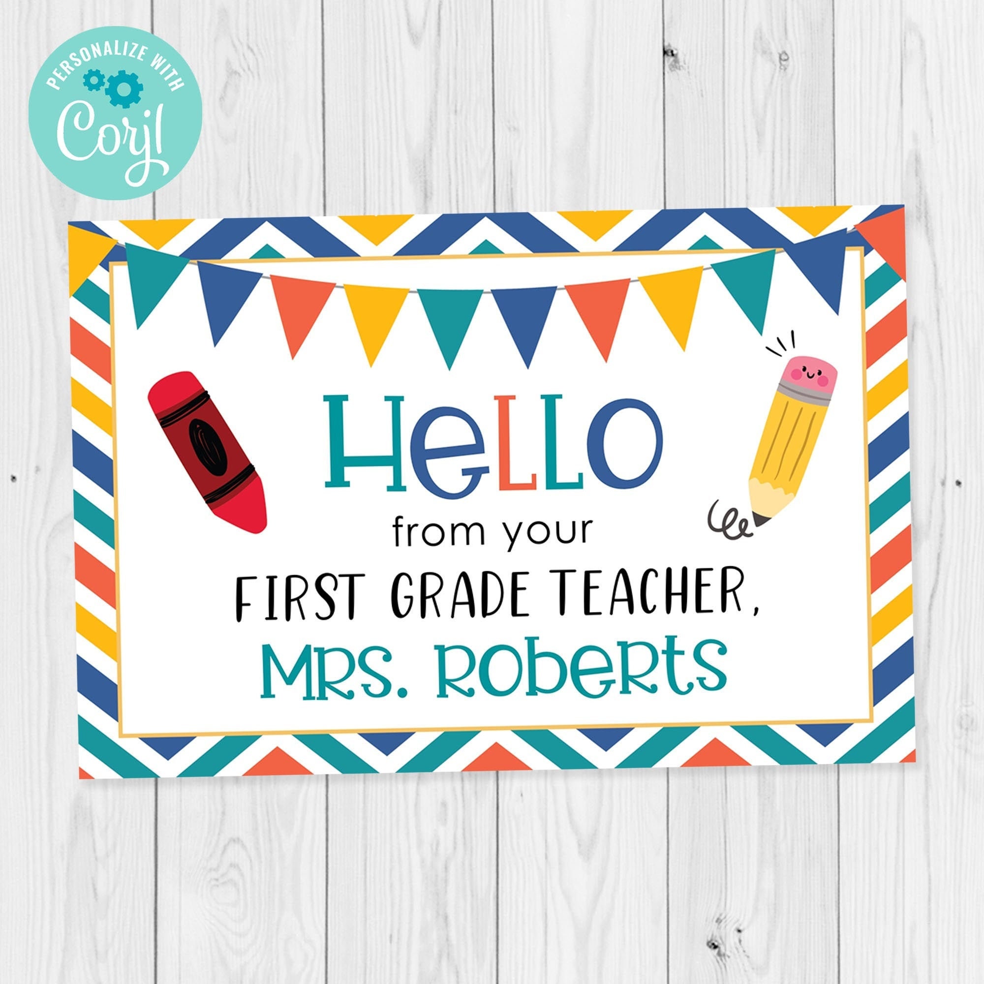 Teacher Back to School Postcard Editable Template Teacher Etsy UK