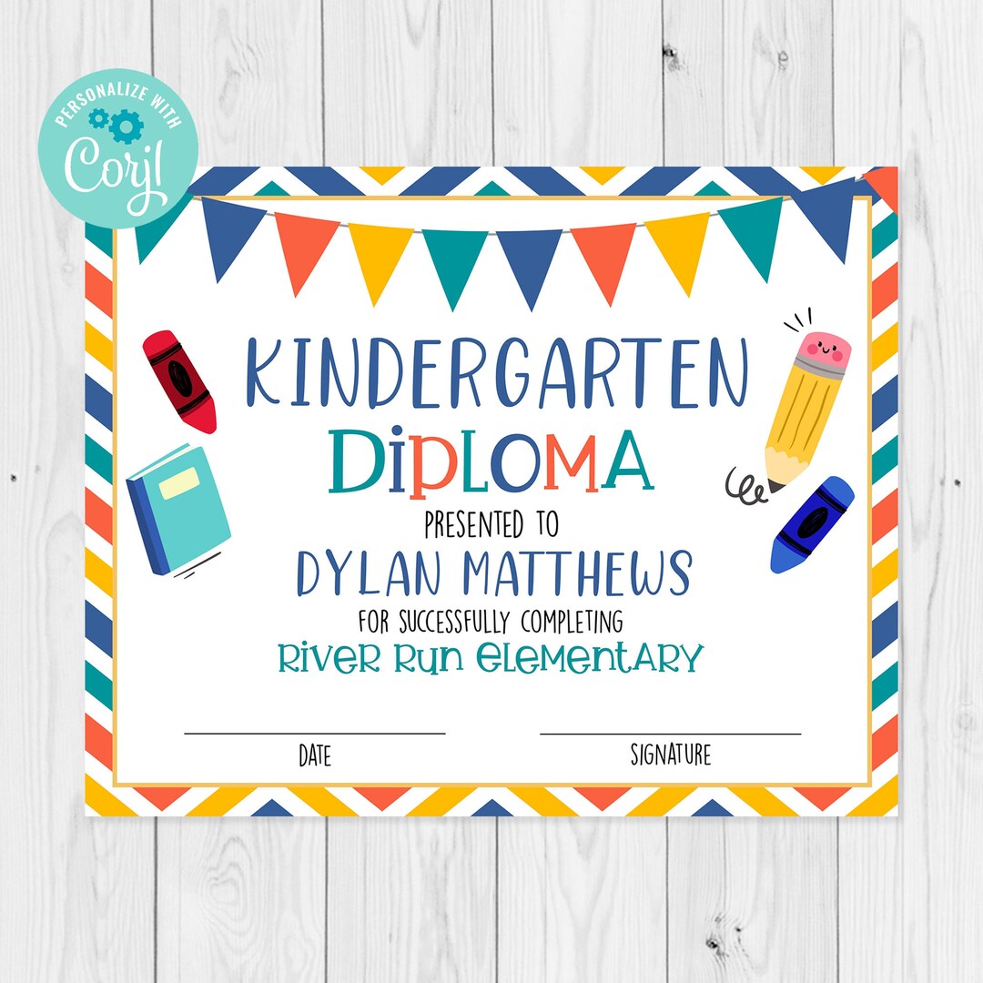 Editable Kindergarten Diploma Template, Kindergarten Completion ...