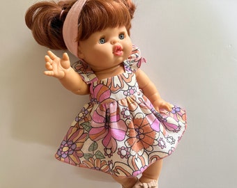 Robe de poupée florale pour Minikane 34 cm, vêtements de poupée Paola Reina 34 cm, robe Miniland, tenue de poupée, vêtements pour poupée Minikane